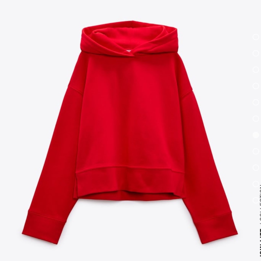ZARA RED RIBBED HOODIE